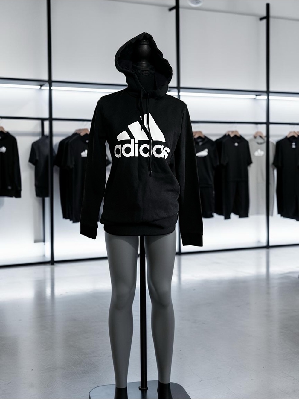 adidas Black Hoodie with White Logo Graphic